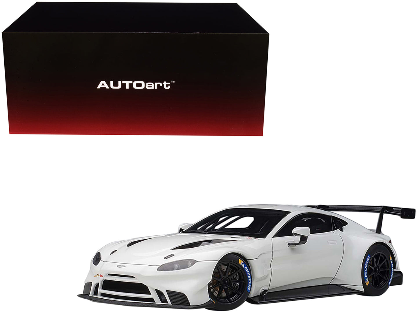 2018 Aston Martin Vantage GTE Le Mans PRO White with Carbon Accents 1/18 Model Car