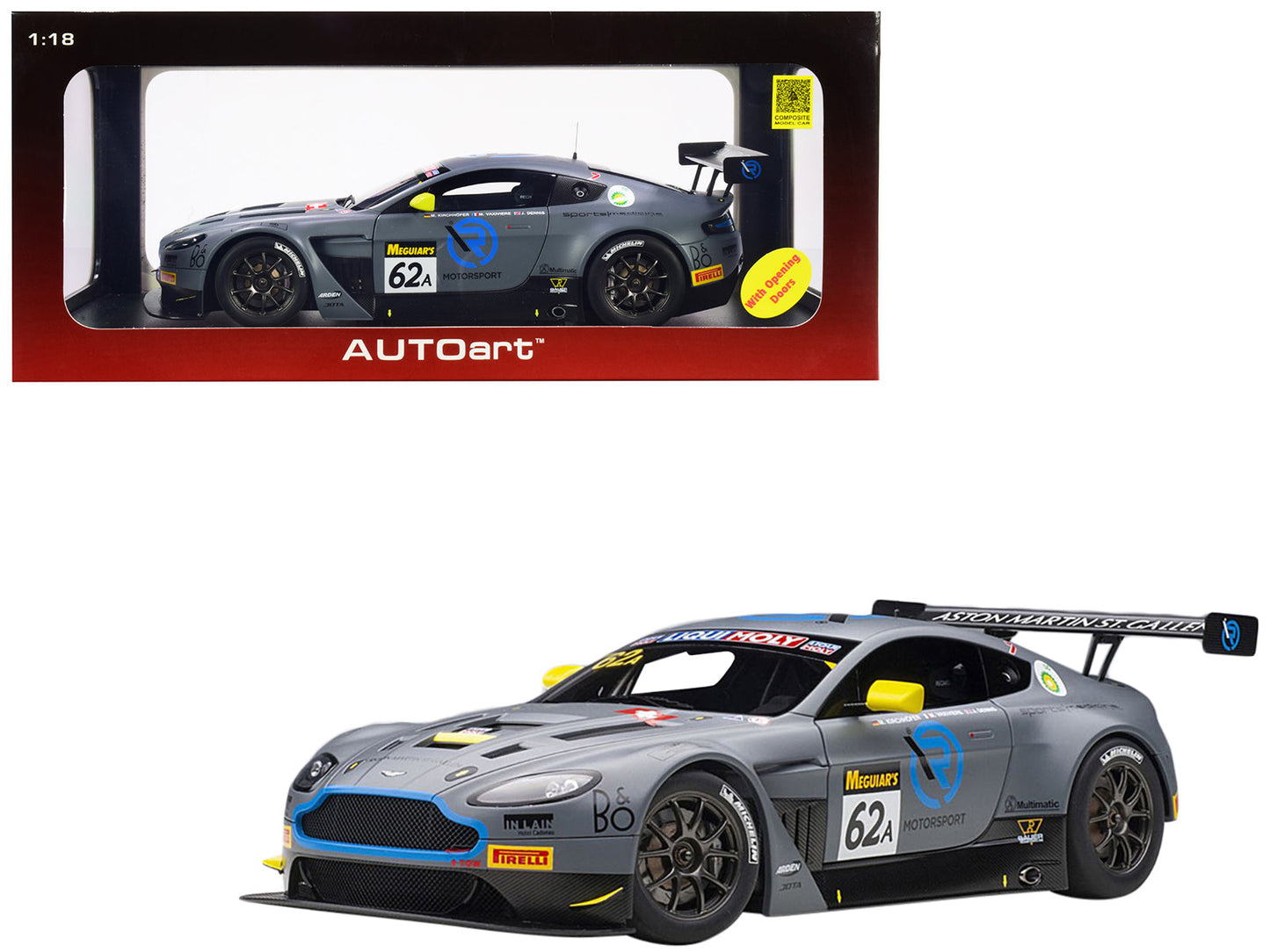 Aston Martin Vantage V12 GT3 #62A J. Dennis - M. Vaxiviere - M. Kirchhoefer Team R-Motorsport Bathurst 12H (2019) 1/18 Model Car