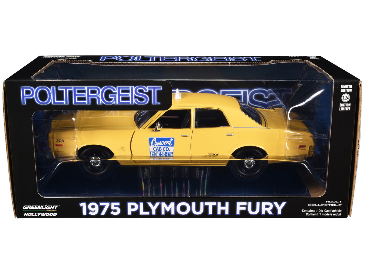1975 Plymouth Fury Taxi "Crescent Cab Co." Yellow "Poltergeist" (1982) Movie "Hollywood" Series 20 1/24 Diecast Model Car
