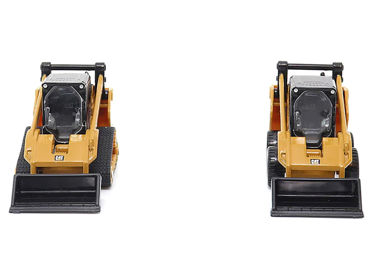 CAT Caterpillar 272D2 Skid Steer Loader Yellow and CAT Caterpillar 297D2 Compact Track Loader Yellow Set of 2 pieces 1/64 Diecast Models