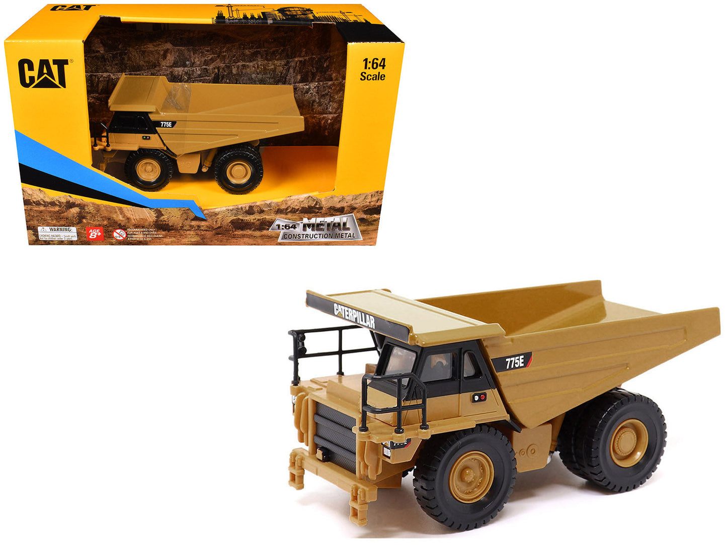 CAT Caterpillar 775E Off-Highway Dump Truck Yellow 1/64 Diecast Model