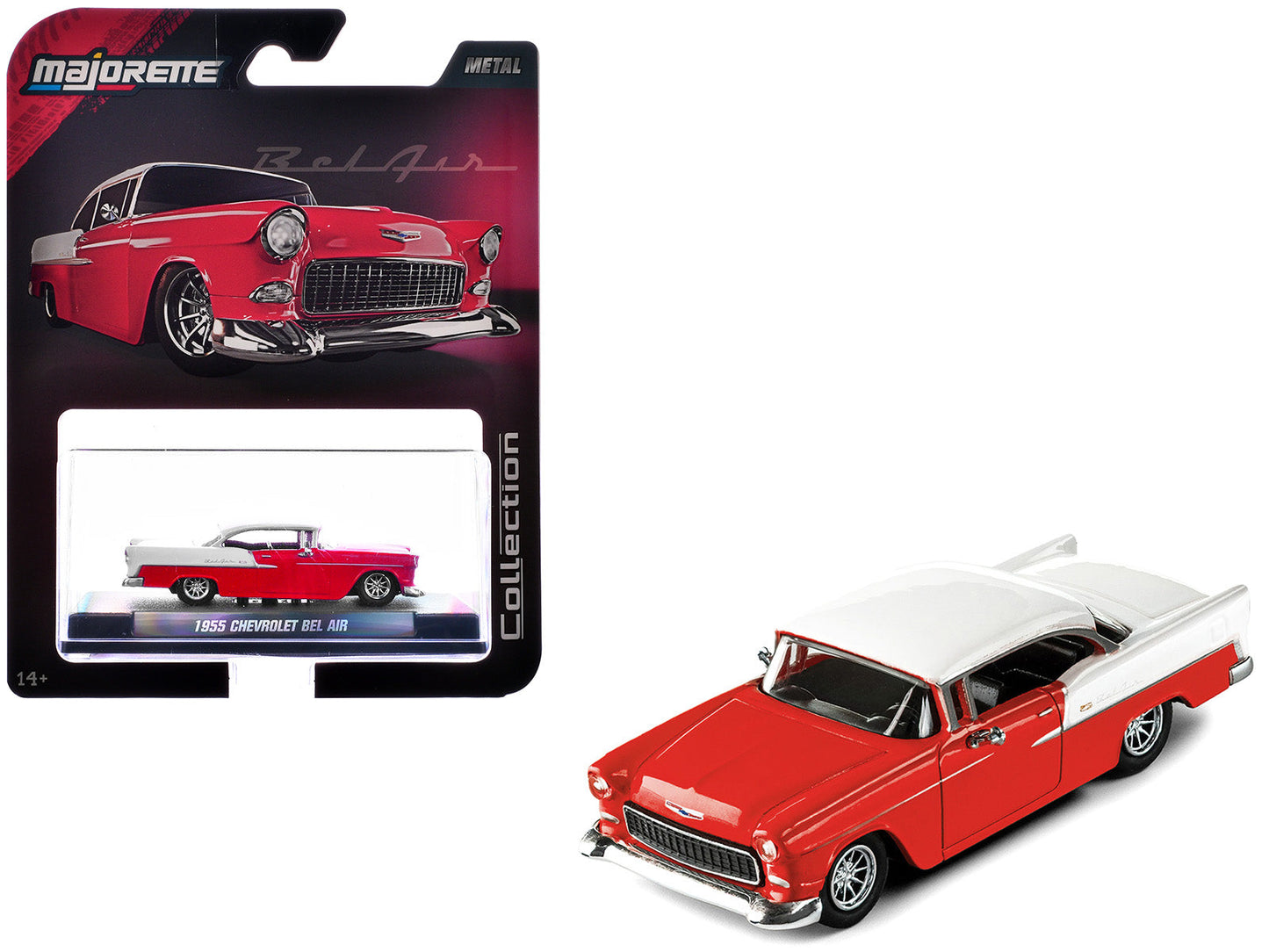 1955 Chevrolet Bel Air Red and White "Collection" Series 1/64 Diecast Model Car
