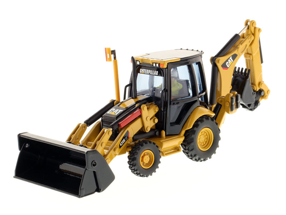 CAT Caterpillar 420E Center Pivot Backhoe Loader with Working Tools with Operator "Core Classics Series" 1/50 Diecast Model