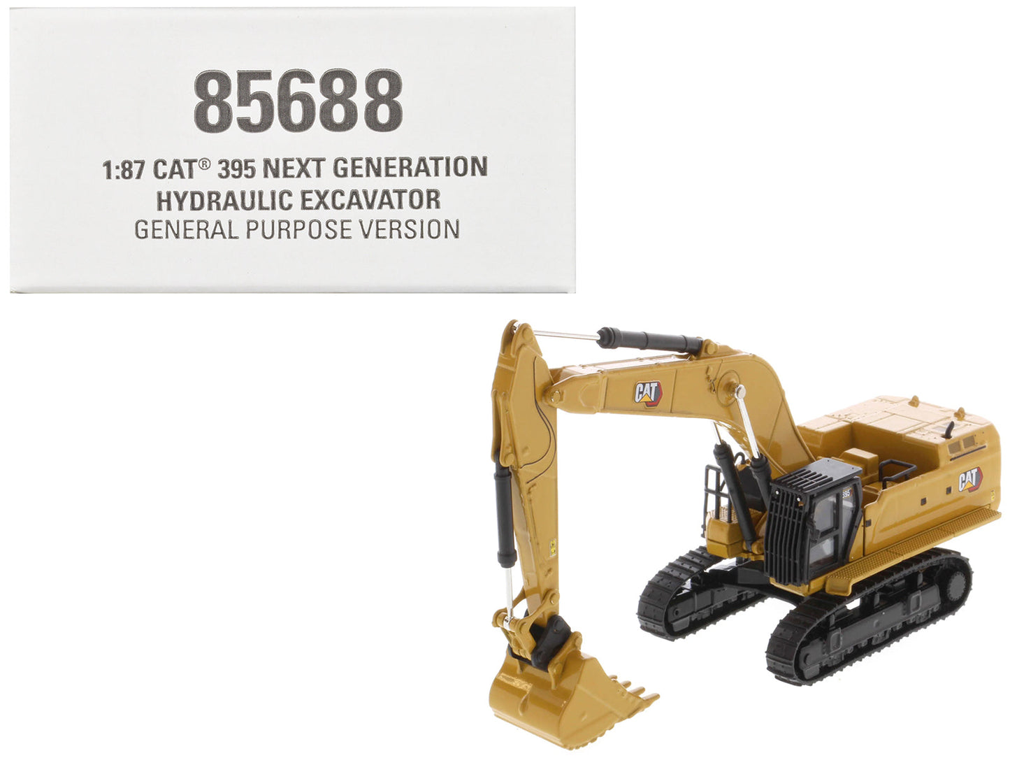 CAT Caterpillar 395 Next-Generation Hydraulic Excavator (General Purpose Version) Yellow with Additional Tools "High Line Series" 1/87 (HO) Diecast Model