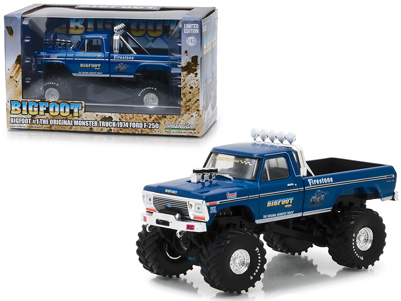1974 Ford F-250 Ranger XLT Monster Truck Bigfoot #1 "The Original Monster Truck" Blue "Kings of Crunch" 1/43 Diecast Model Car