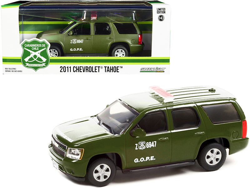 2011 Chevrolet Tahoe Police Car Matt Green "Carabineros de Chile" G.O.P.E. "Grupo de Operaciones Policiales Especiales" 1/43 Diecast Model Car