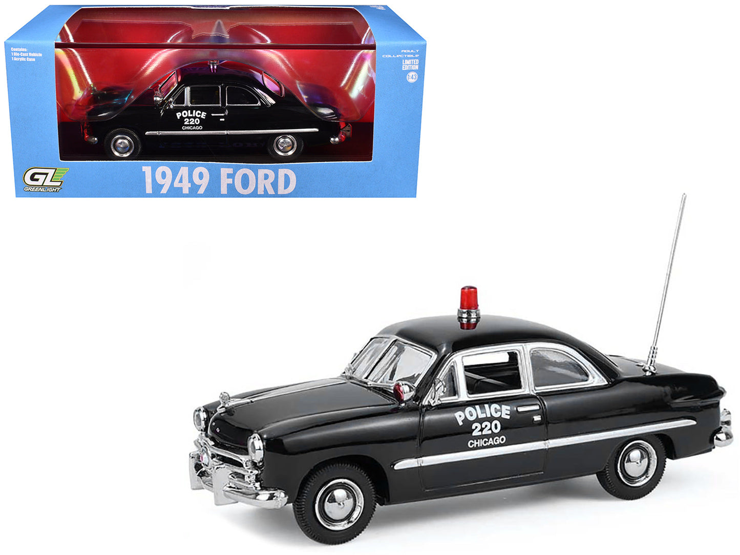 1949 Ford Custom Police Car "Chicago Police Department" Black 1/64 Diecast Model Car