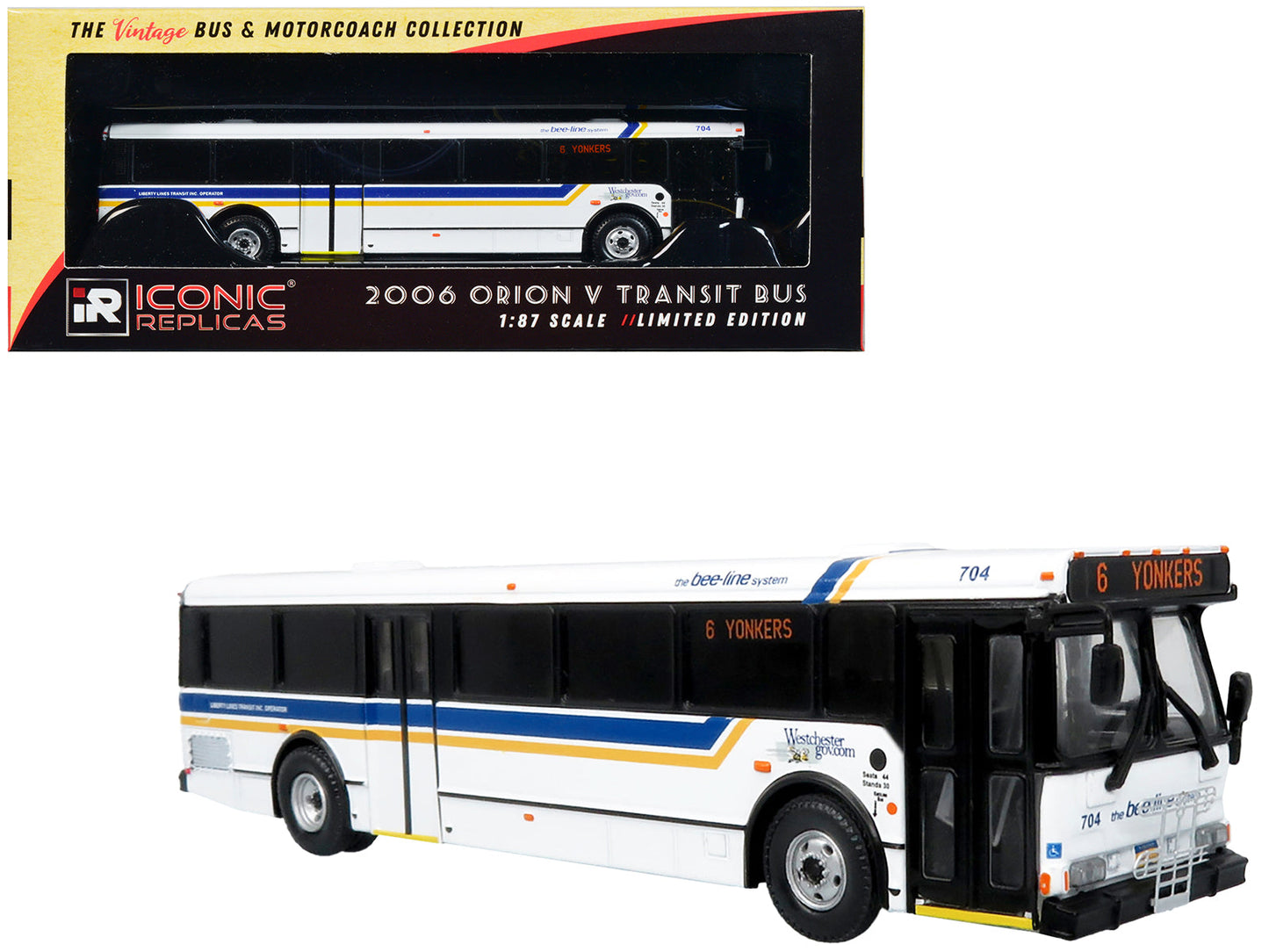 2006 Orion V Transit Bus Westchester NY Bee-Line "6 Yonkers" Limited Edition "The Vintage Bus and Motorcoach Collection" 1/87 (HO) Diecast Model