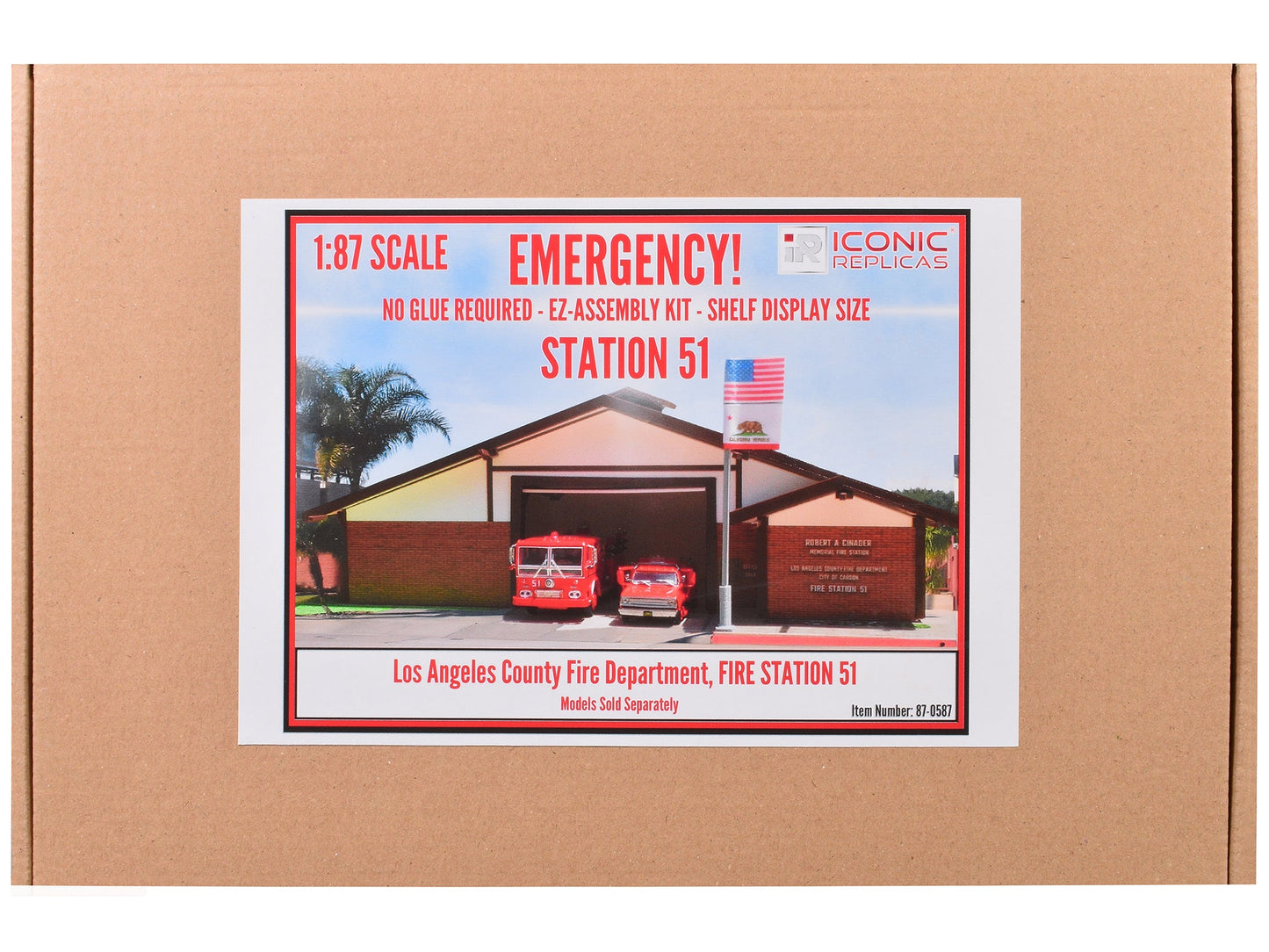Fire Station 51 LACoFD (Los Angeles County Fire Department) Diorama EZ Assembly Kit "Emergency!" (1972-1977) TV Series 1/87 (HO) Model