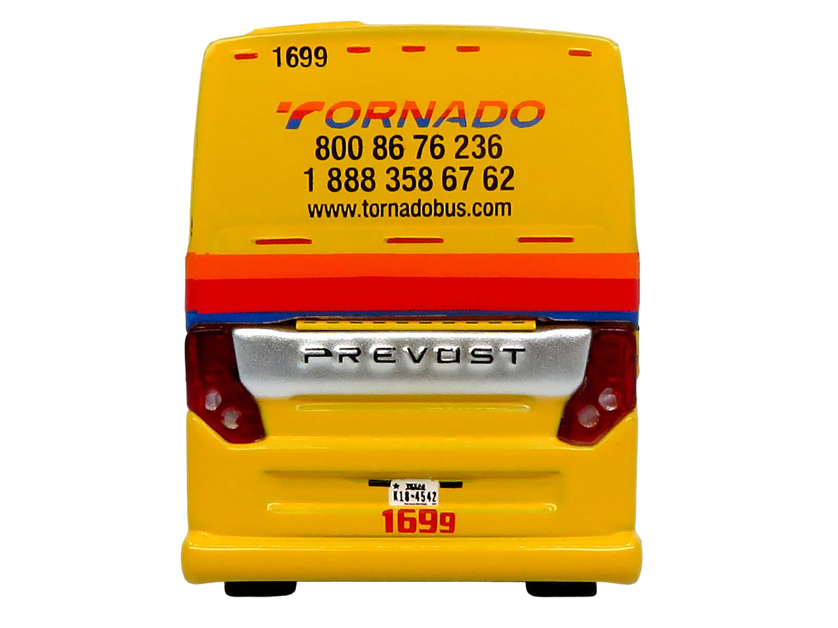 Prevost H3-45 Coach Bus "Tornado Bus Company" Yellow with Graphics Limited Edition 1/87 (HO) Diecast Model