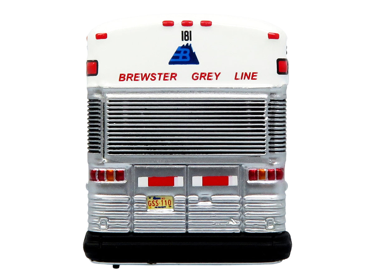 2001 MCI D4000 Coach Bus "Brewster Gray Line" White with Blue Stripes "Vintage Bus & Motorcoach Collection" Limited Edition to 504 pieces Worldwide 1/87 (HO) Diecast Model