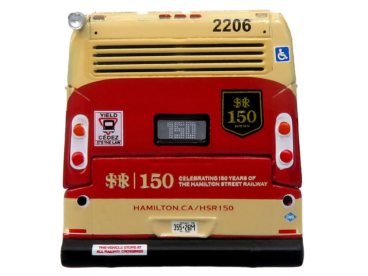 Nova Bus LFS HEV Transit Bus "Hamilton Street Railway 150th Anniversary" Cream and Red "The Bus & Motorcoach Collection" Limited Edition to 504 pieces Worldwide 1/87 (HO) Diecast Model