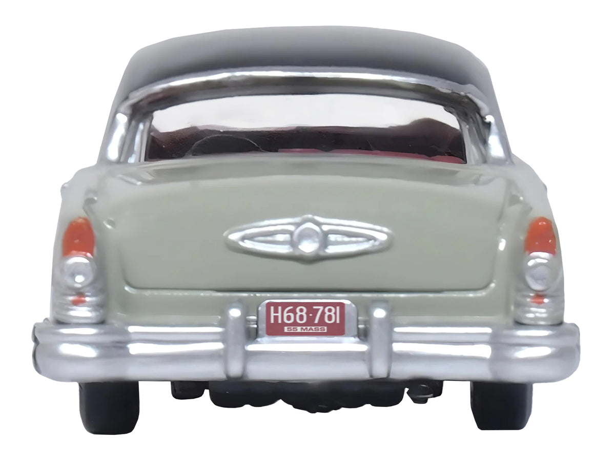 1955 Buick Century Windsor Gray and Dover White with Carlsbad Black Top 1/87 (HO) Scale Diecast Model Car