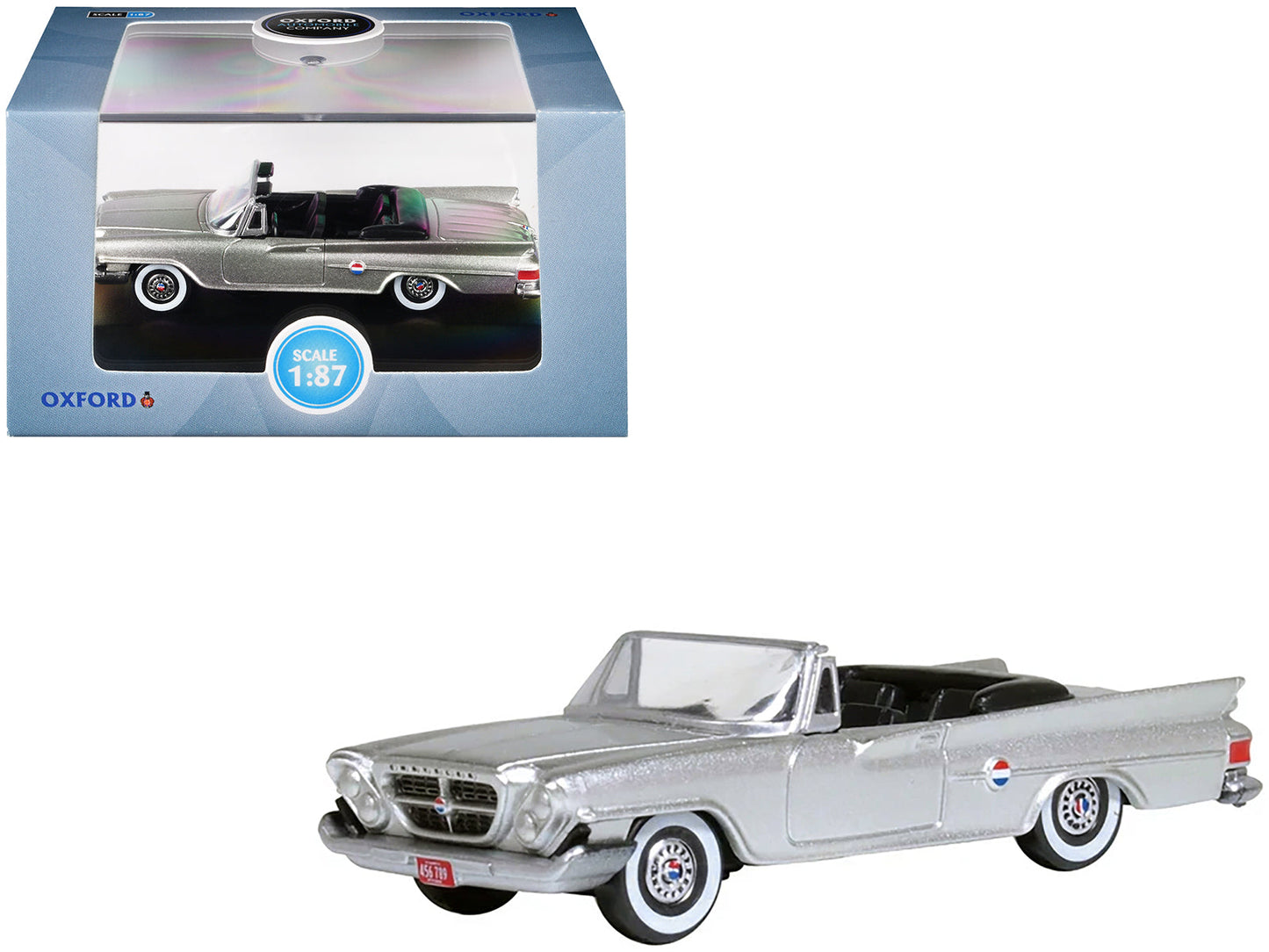 1961 Chrysler 300G Convertible Sheffield Silver Metallic 1/87 (HO) Scale Diecast Model Car