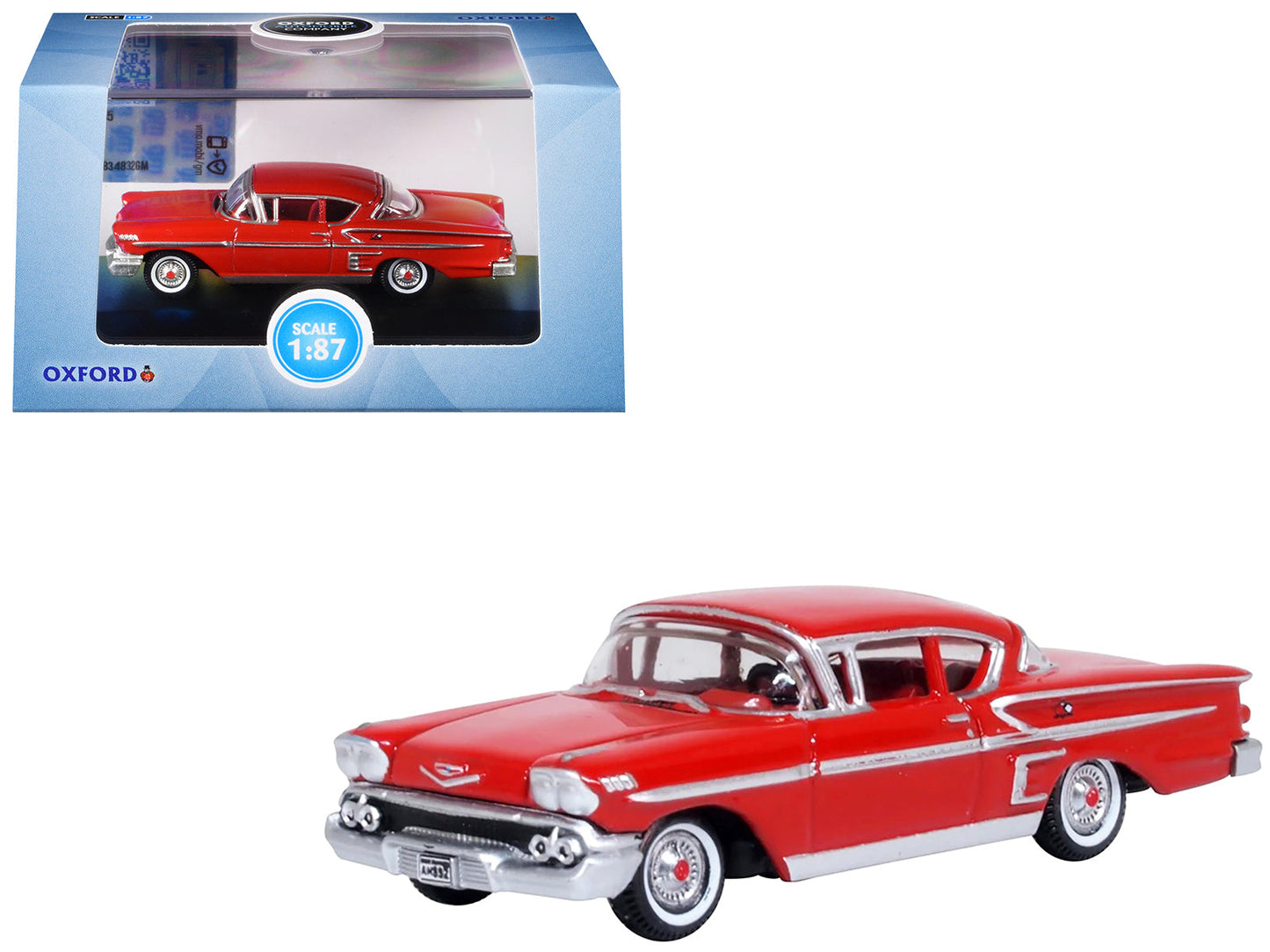 1958 Chevrolet Impala Sports Coupe Rio Red 1/87 (HO) Scale Diecast Model Car
