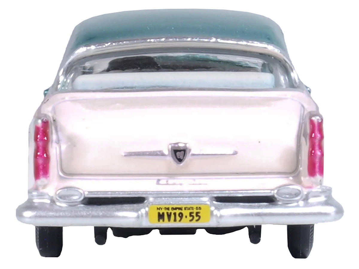 1955 Chrysler New Yorker Deluxe St. Regis Jade Green Metallic and Cream 1/87 (HO) Scale Diecast Model Car