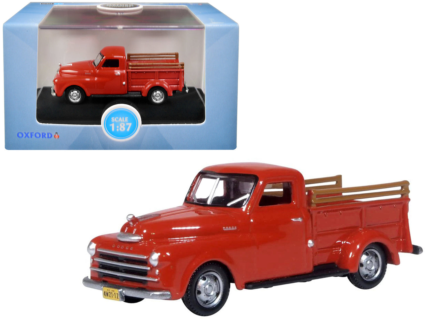 1948 Dodge B-1B Pickup Truck Red 1/87 (HO) Scale Diecast Model Car
