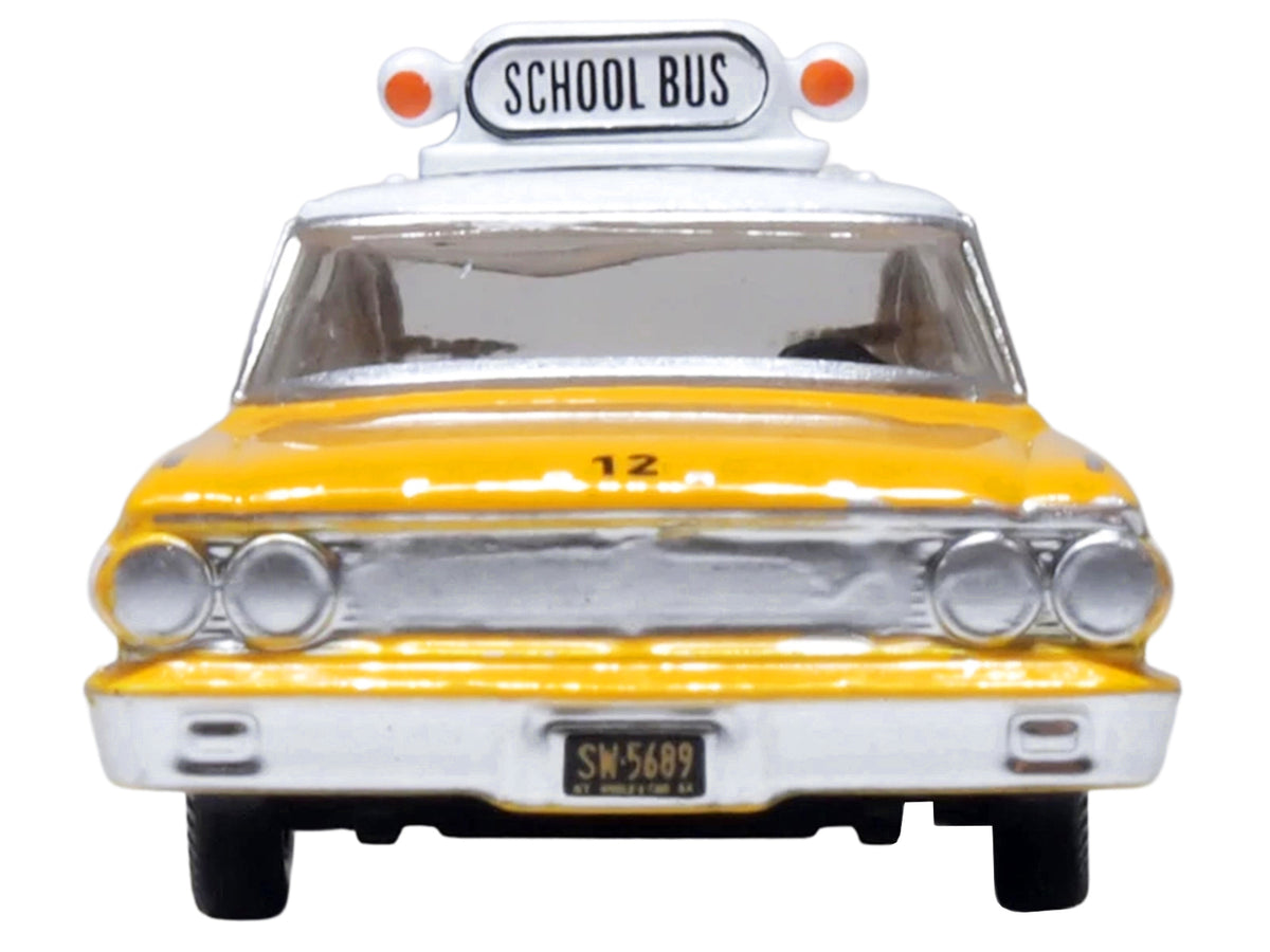 1964 Ford Country Station Wagon "Central School Bus" Yellow with White Top 1/87 (HO) Scale Diecast Model Car