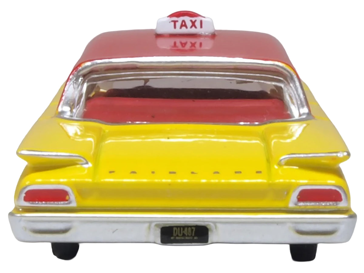 1960 Ford Fairlane Sedan "NYC Taxi" Yellow with Red Top and Interior 1/87 (HO) Scale Diecast Model Car