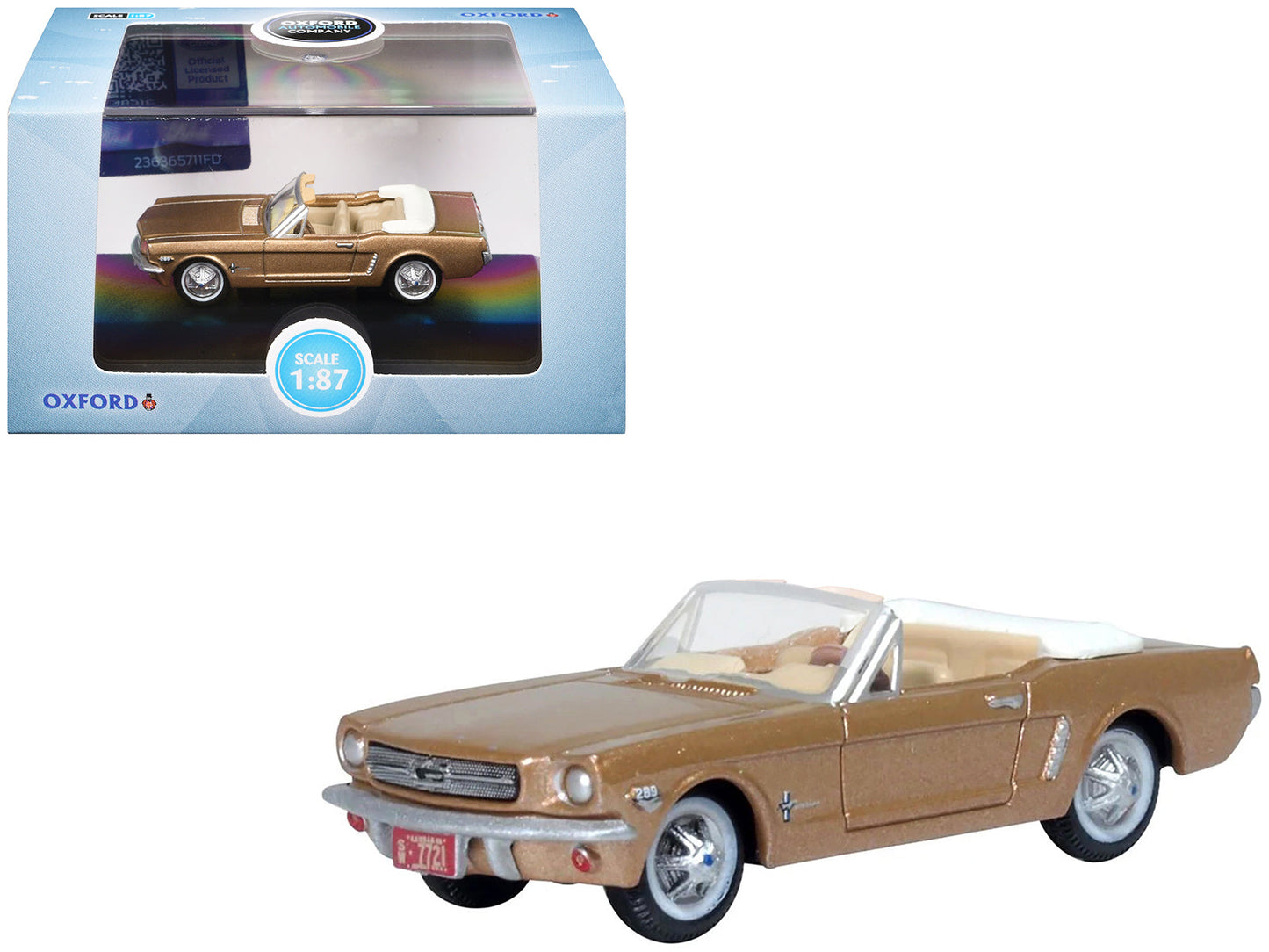 1965 Ford Mustang Convertible Prairie Bronze Metallic 1/87 (HO) Scale Diecast Model Car