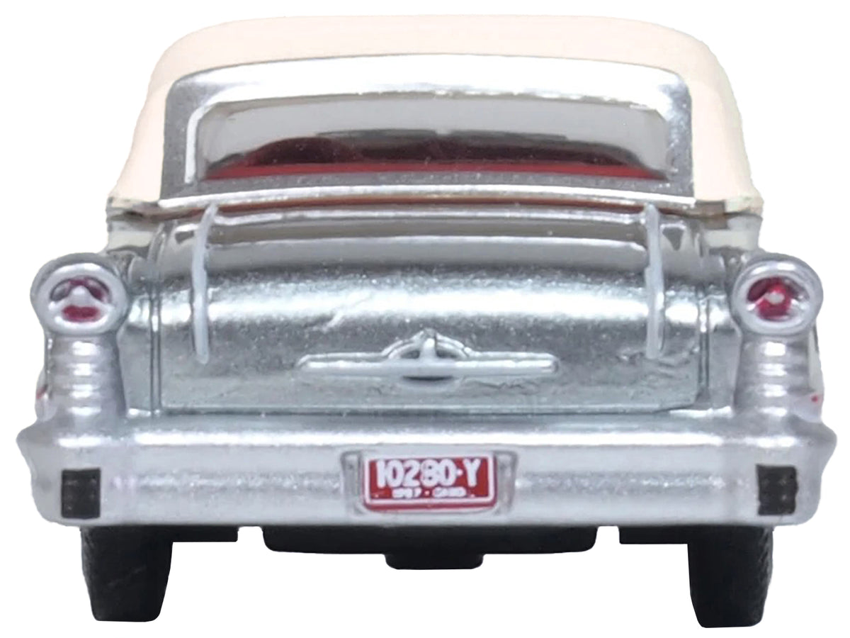 1957 Oldsmobile 88 Convertible (Top-Up) Juneau Gray with White Top and Red Interior 1/87 (HO) Scale Diecast Model Car