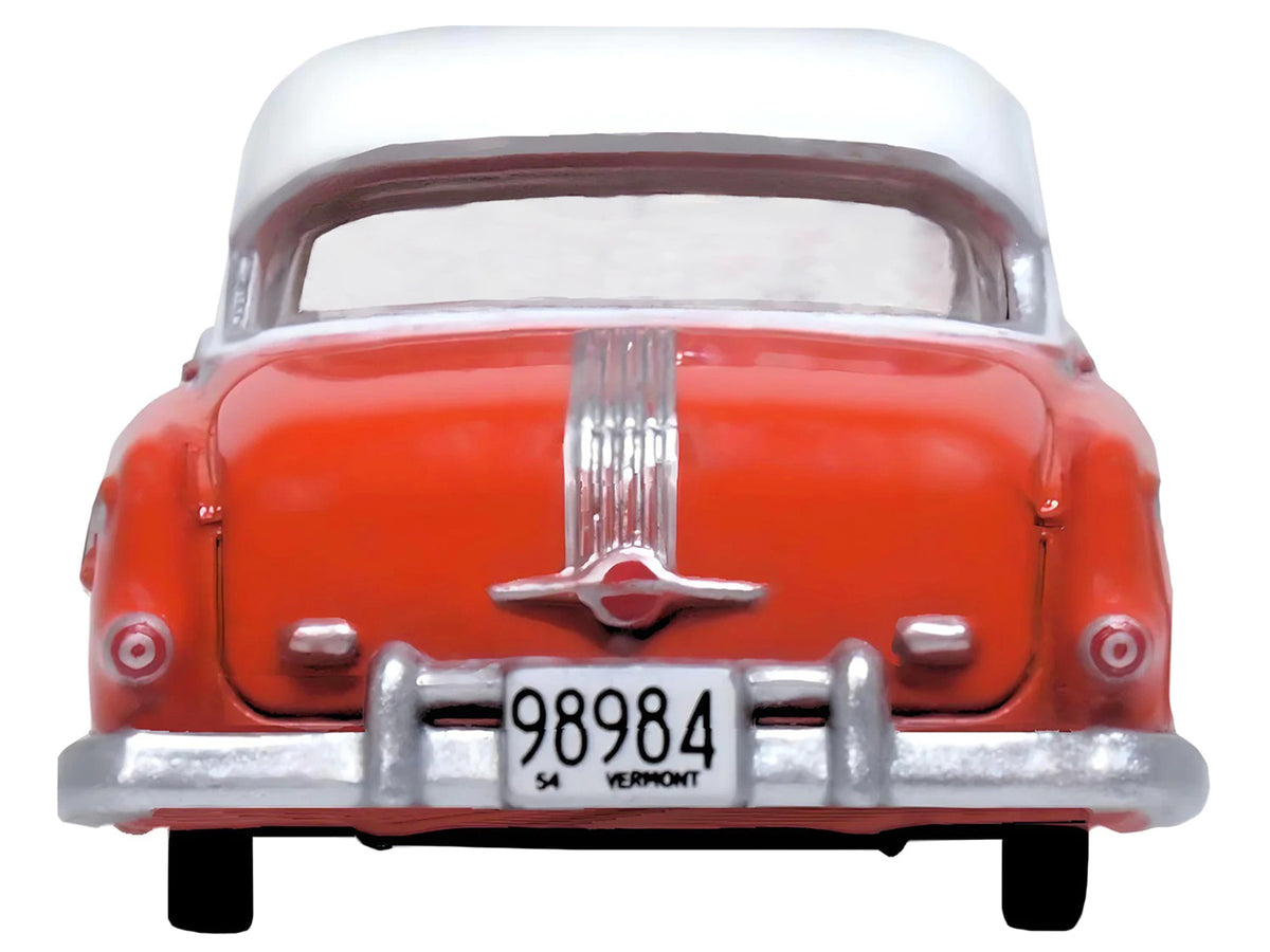 1954 Pontiac Chieftain 4 Door Coral Red with Winter White Top 1/87 (HO) Scale Diecast Model Car