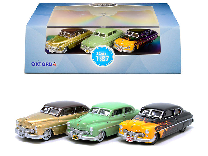 1949 Mercury Set of 3 Cars "70th Anniversary" 1/87 (HO) Scale Diecast Model Cars