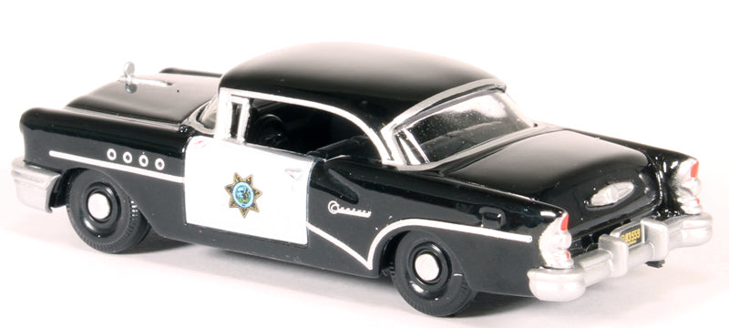 1955 Buick Century "California Highway Patrol" (CHP) Black 1/87 (HO) Scale Diecast Model Car