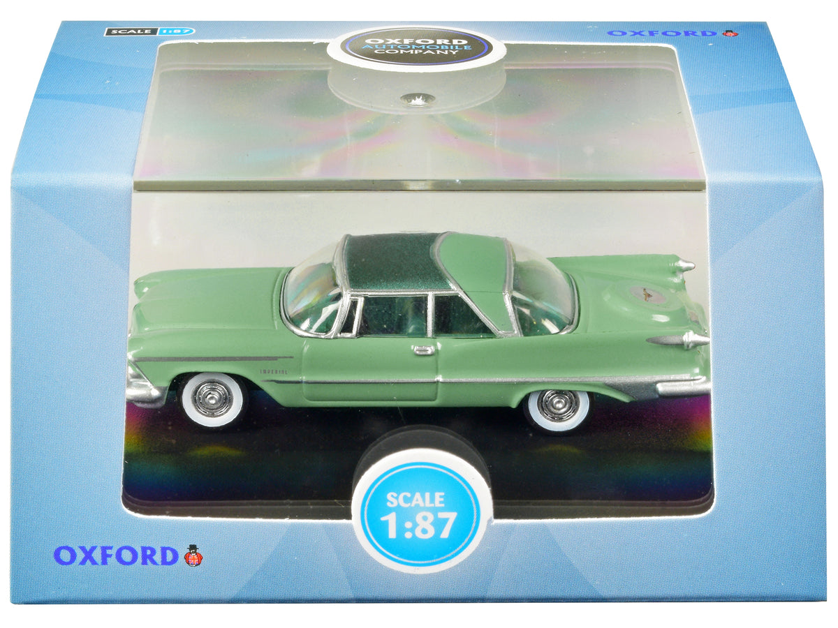 1959 Chrysler Imperial Crown 2 Door Hardtop Highland Green and Ballad Green 1/87 (HO) Scale Diecast Model Car