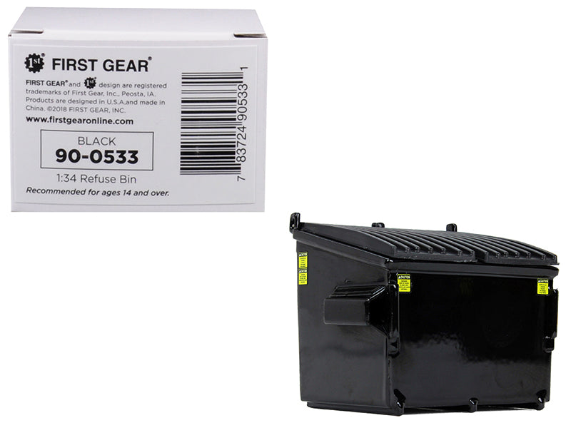 Refuse Trash Bin Black 1/34 Diecast Model
