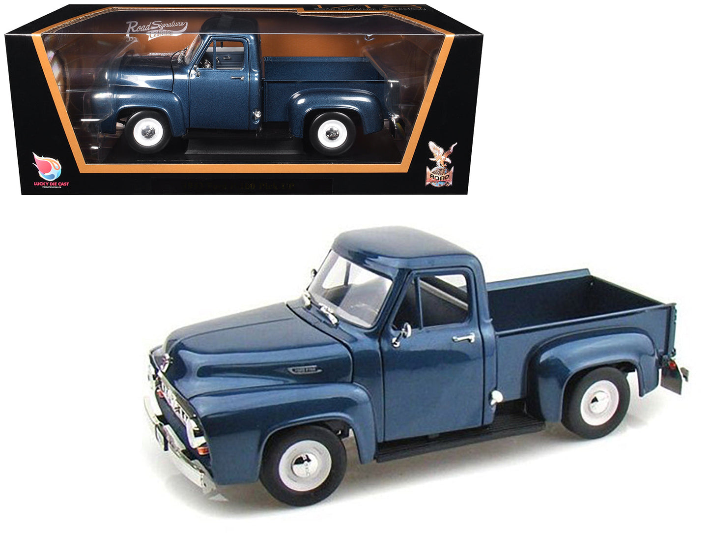 1953 Ford F-100 Pickup Dark Blue 1/18 Diecast Model Car