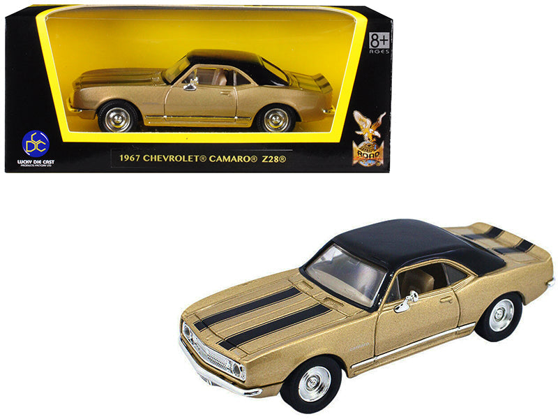 1967 Chevrolet Camaro Z-28 Gold with Black Stripes and Black Top 1/43 Diecast Model Car
