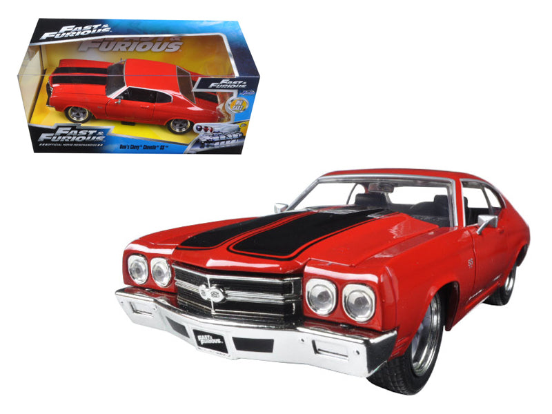 Dom's Chevrolet Chevelle SS Red with Black Stripes "Fast & Furious" Movie 1/24 Diecast Model Car
