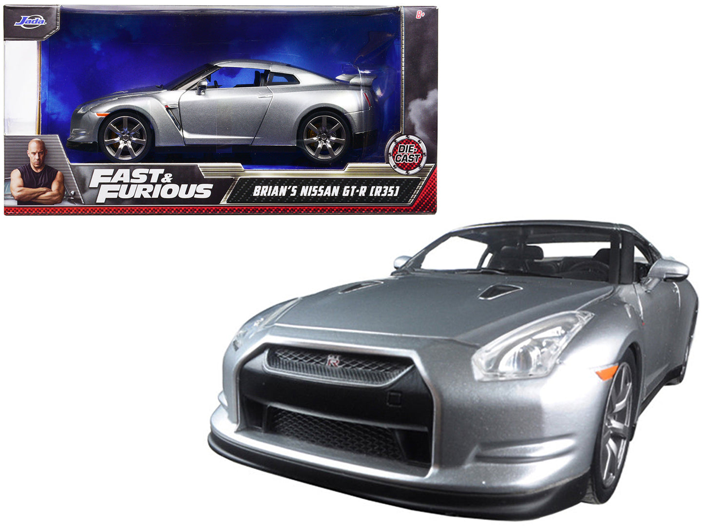 Brian's Nissan GT-R (R35) Silver "Fast & Furious" Movie 1/24 Diecast Model Car