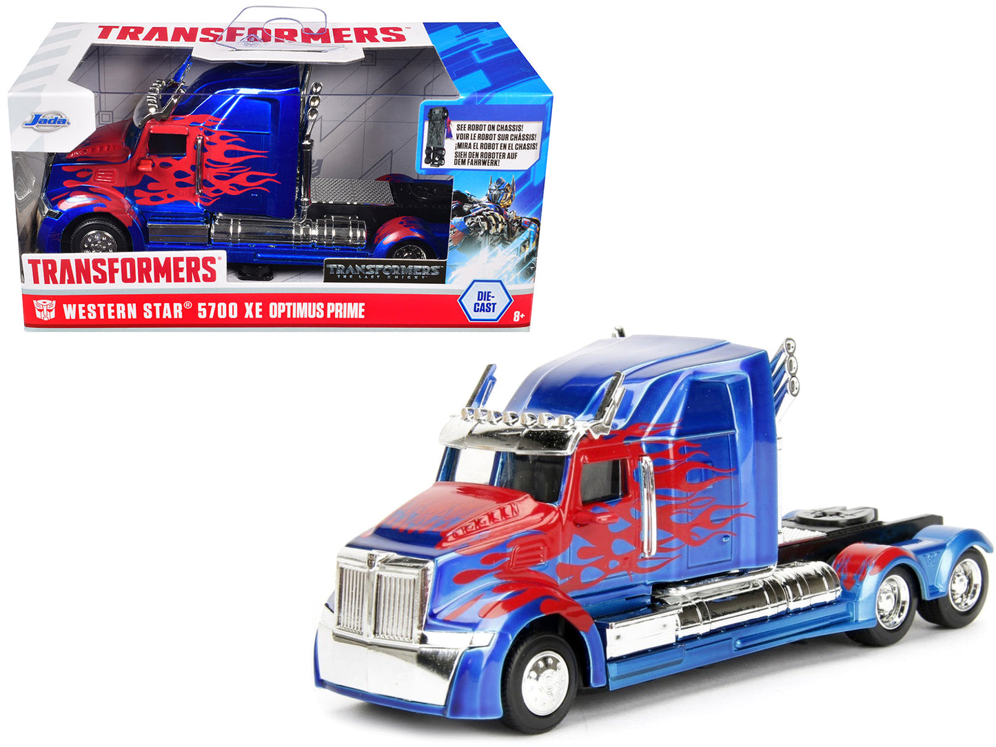 Western Star 5700 XE Phantom Truck Tractor Optimus Prime "Transformers: The Last Knight" (2017) Movie "Hollywood Rides" Series 1/32 Diecast Model Car
