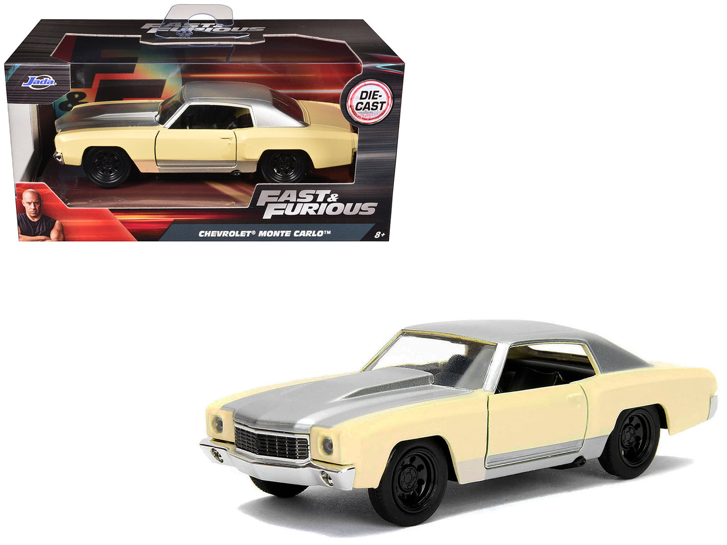 Chevrolet Monte Carlo Cream with Silver Hood and Top "The Fast and the Furious: Tokyo Drift" (2006) Movie "Fast & Furious" Series 1/32 Diecast Model Car
