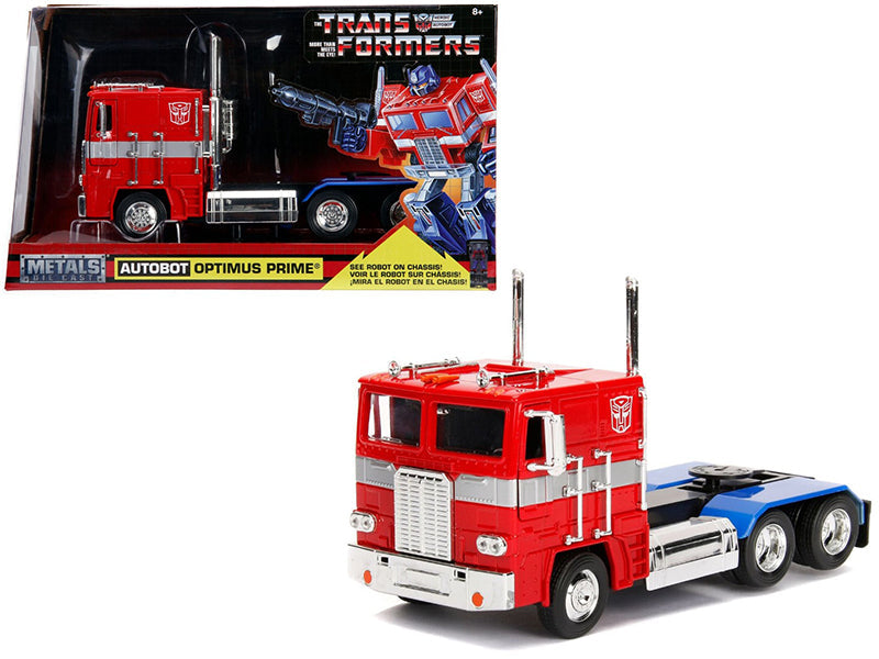 G1 Autobot Optimus Prime Truck Red with Robot on Chassis from "Transformers" TV Series "Hollywood Rides" Series 1/24 Diecast Model