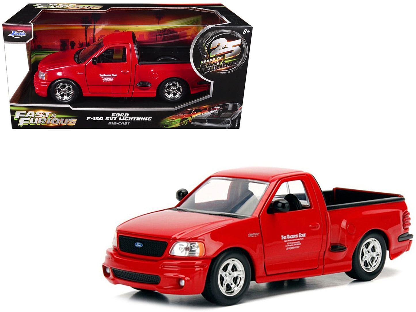 Ford F-150 SVT Lightning Pickup Truck Red "The Fast and the Furious" (2001) Movie "25 Years of Fast & Furious" Series 1/24 Diecast Model Car