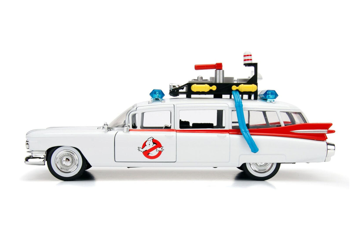 1959 Cadillac Ambulance Ecto-1 White "Ghostbusters" Movie "Hollywood Rides" Series 1/24 Diecast Model Car