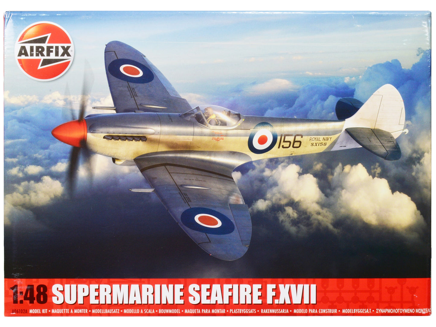 Level 3 Model Kit Supermarine Seafire F.XVII Fighter Aircraft with 3 Scheme Options 1/48 Plastic Model Kit
