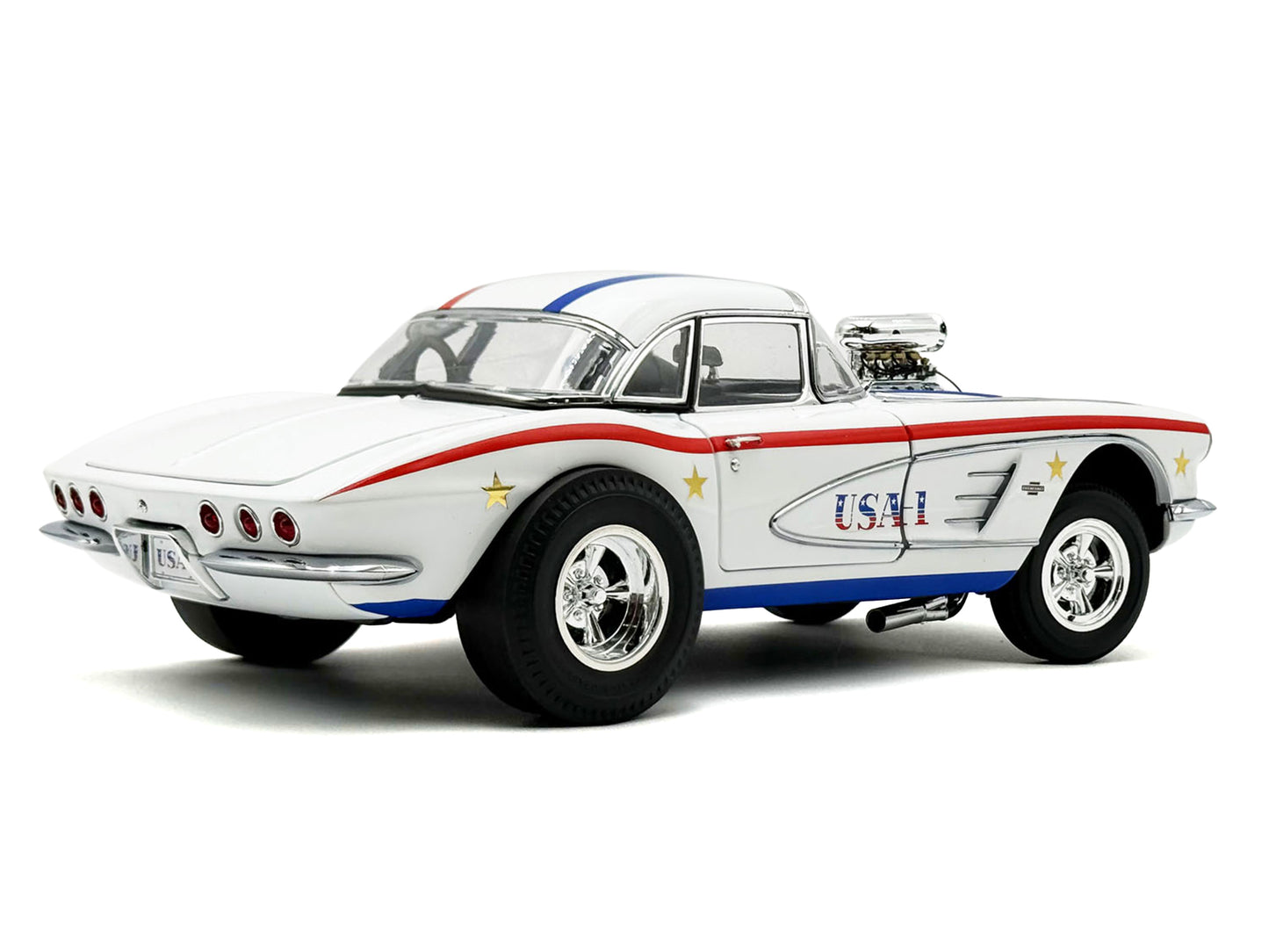 1961 Chevrolet Corvette Grand Sport Gasser "USA-1" White with Blue and Red Stripes Limited Edition to 362 pieces Worldwide 1/18 Diecast Model Car