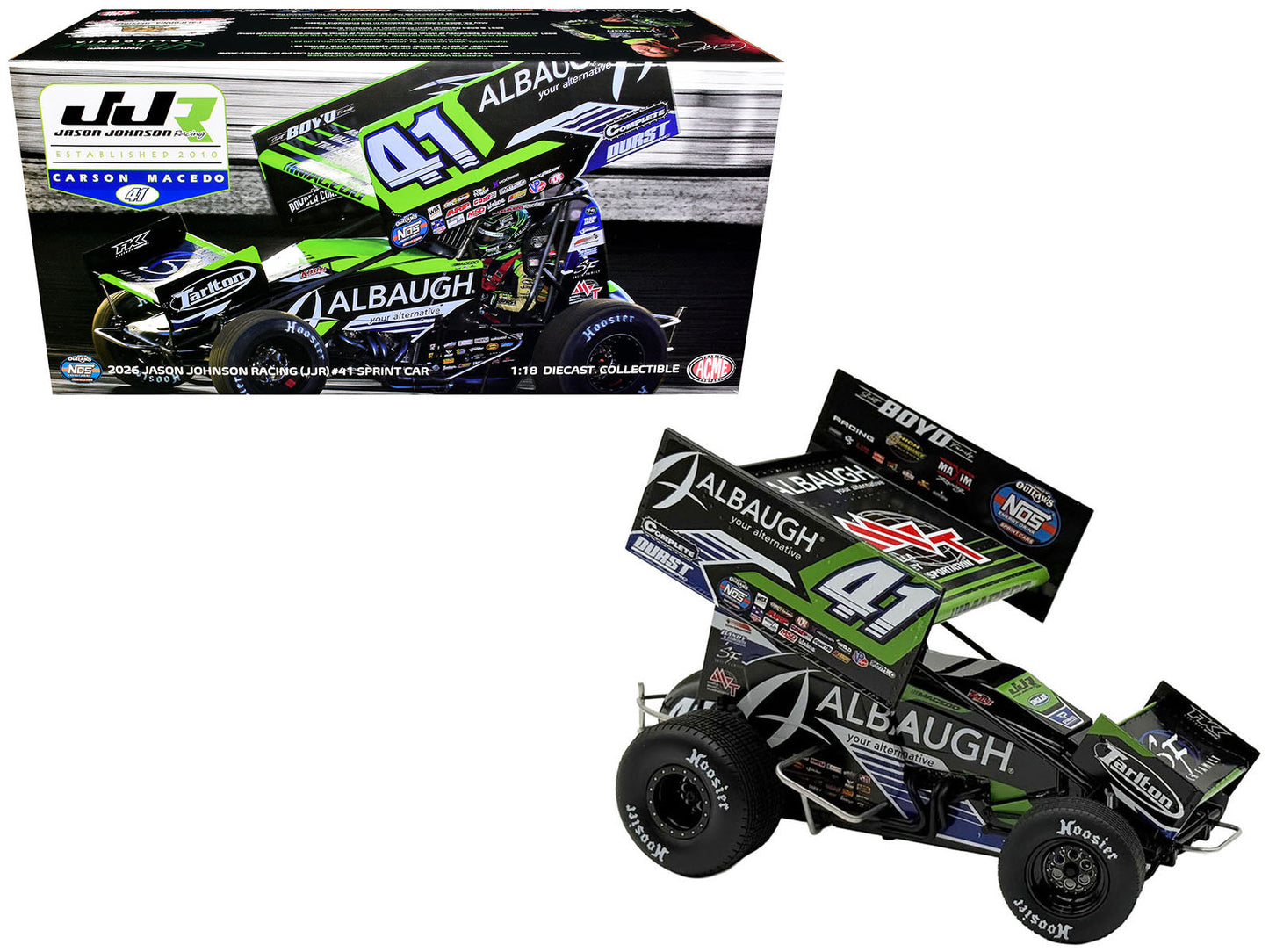 Winged Sprint Car #41 Carson Macedo "Albaugh" Jason Johnson Racing (2026) 1/18 Diecast Model Car