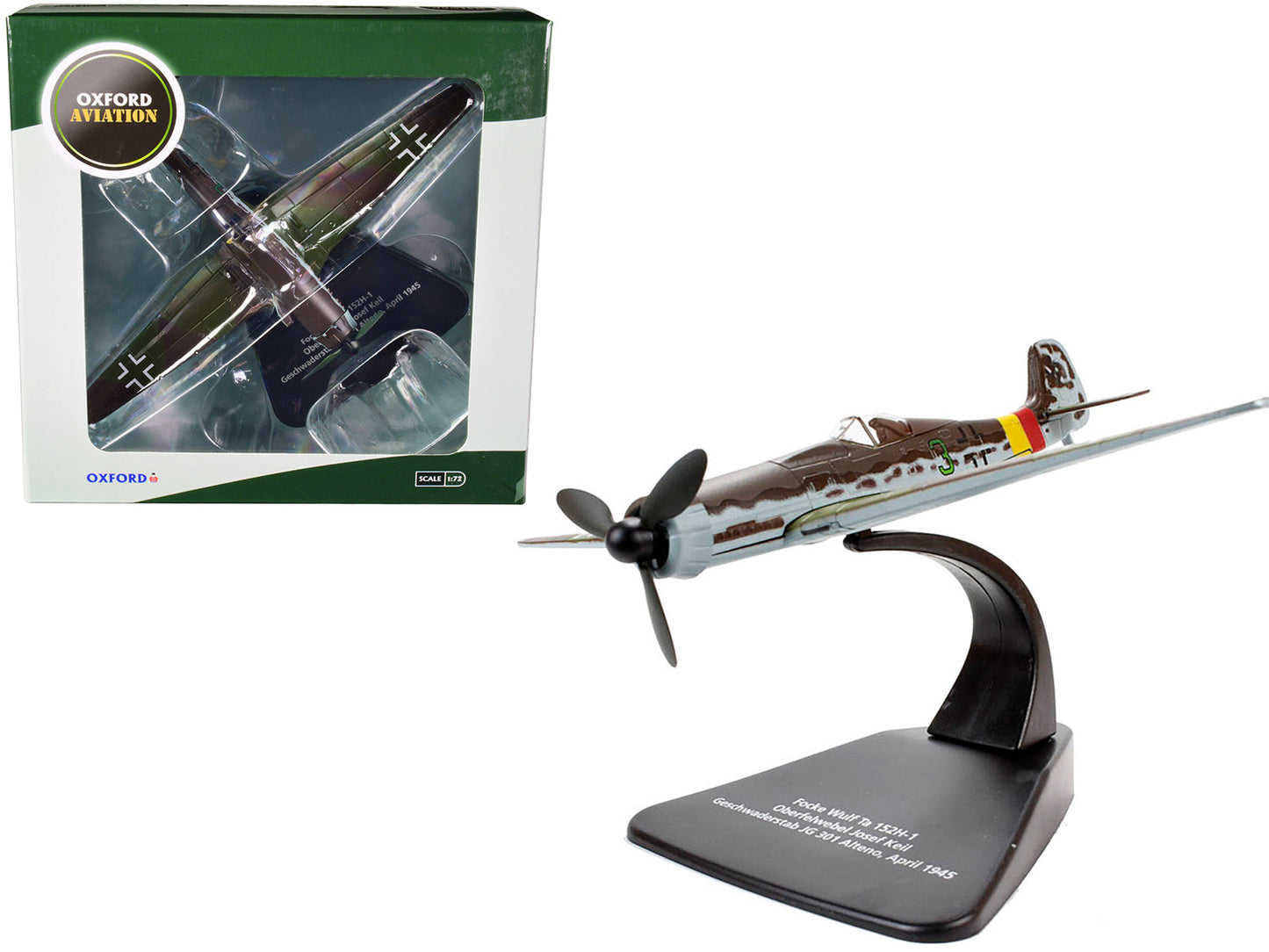 Focke-Wulf Ta 152 H-1 Fighter Plane Pilot: Oberfelwebel Josef Keil Geschwaderstab JG 301 Alteno April (1945) "Oxford Aviation" Series 1/72 Diecast Model Airplane