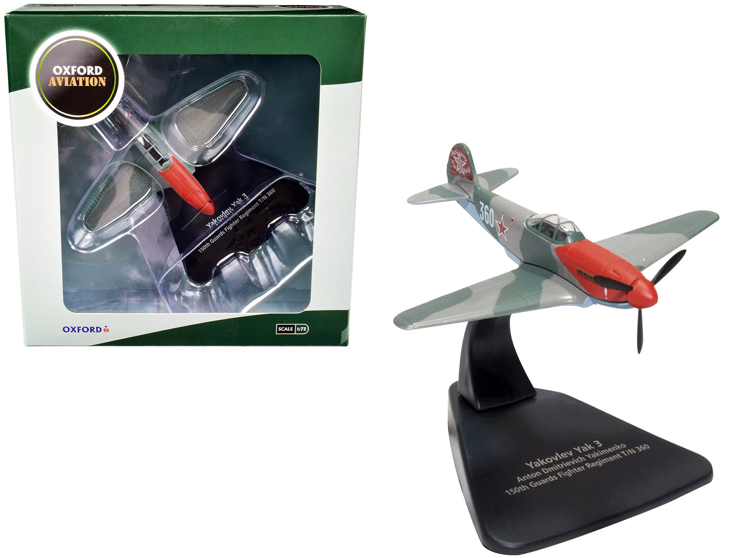 Yakovlev Yak 3 Fighter Aircraft "Anton Dmitrievich Yakimenko 150th Guards Fighter Regiment T/N 360" USSR "Oxford Aviation" Series 1/72 Diecast Model Airplane