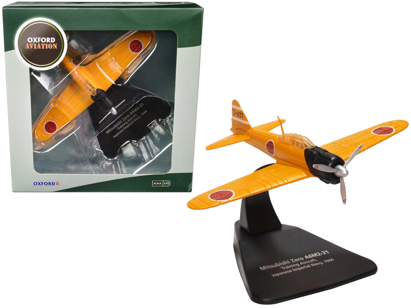 Mitsubishi Zero A6M2-21 Fighter Aircraft "Training Aircraft - Imperial Japanese Navy" (1944) "Oxford Aviation" Series 1/72 Diecast Model Airplane