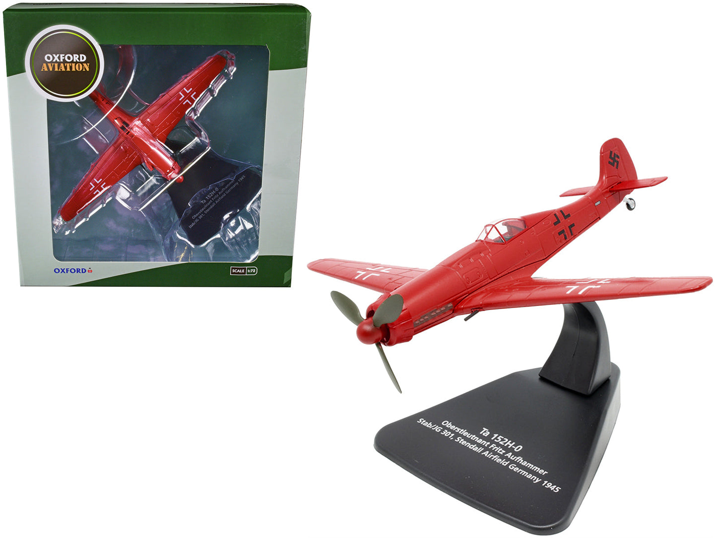 Focke-Wulf Ta 152H-0 War Plane Oberstleutnant Fritz Aufhammer Stab/JG 301 Stendall Airfield Germany (1945) "Oxford Aviation" Series 1/72 Diecast Model Airplane