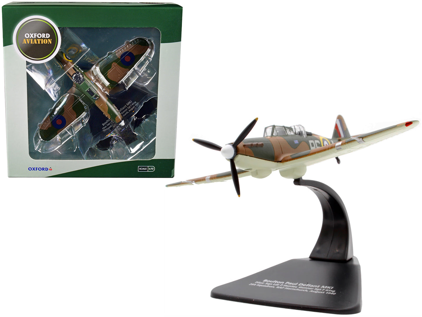 Boulton Paul Defiant MK I Fighter Plane Pilot: Sqn Ldr P Hunter Gunner Sgt F King 264 Squadron RAF Hornchurch (August 1940) "Oxford Aviation" Series 1/72 Diecast Model Airplane