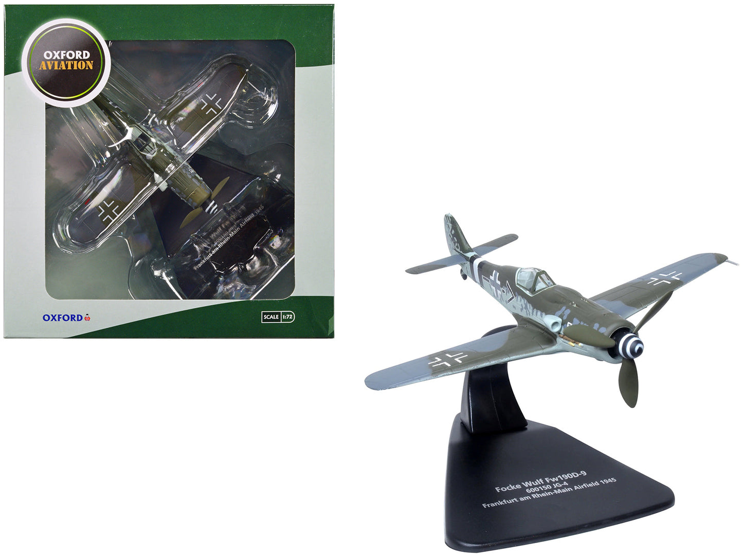 Focke-Wulf Fw190D-9 Fighter Aircraft "600150 JG-4 Frankfurt Rhine-Main Airfield" (1945) German Luftwaffe "Oxford Aviation" 1/72 Diecast Model Airplane