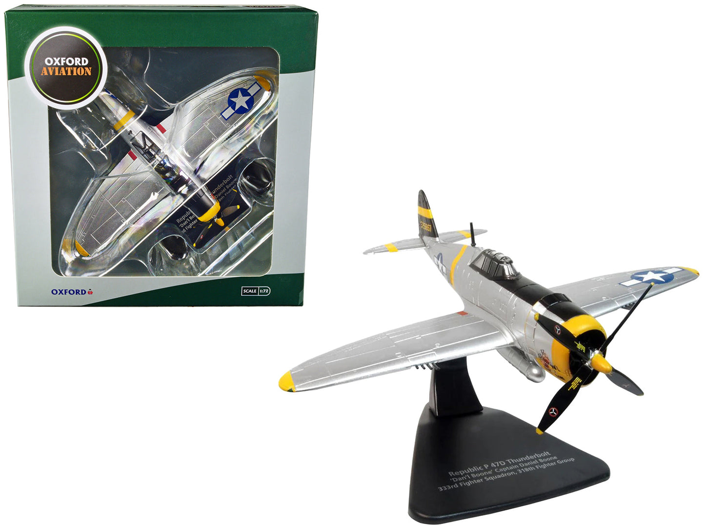 Republic P-47D Thunderbolt Fighter Plane USAAF "Captain Daniel Boone 333rd Fighter Squadron 318th Fighter Group" "Oxford Aviation" Series 1/72 Diecast Model Airplane
