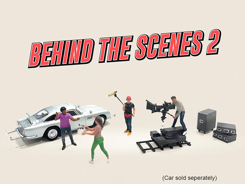 "Behind The Scenes #2" 7 piece (4 People 3 Accessories) Diecast Figures Set 1/64 Scale Models